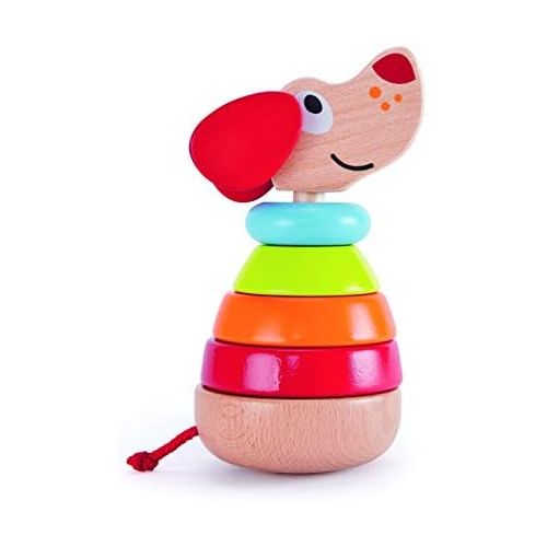  Hape Pepe Sound Stacker| Rainbow Wood Sound Stacker, Cute Puppy Animal Toy for Toddlers 12months and Up