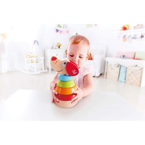  Hape Pepe Sound Stacker| Rainbow Wood Sound Stacker, Cute Puppy Animal Toy for Toddlers 12months and Up