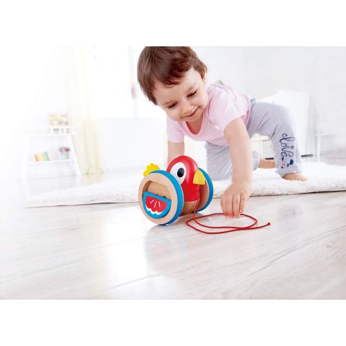 Hape Baby Bird Pull-Along | Wooden Wobbling & Flapping Pull Toddler Toy, Bright Colors