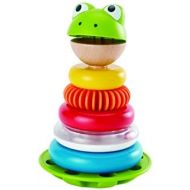 Hape Mr. Frog Stacking Rings | Multicolor Wooden Ring Stacker Play Set, Educational Toy for Children