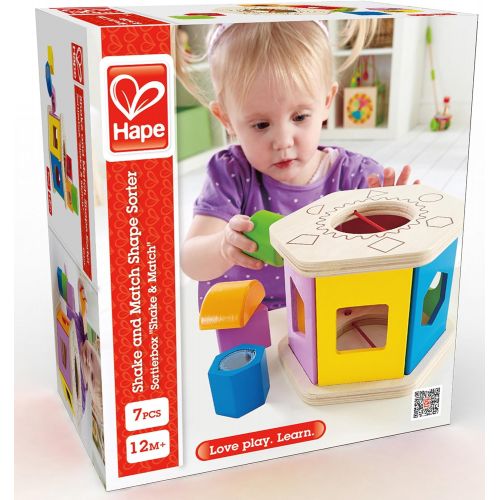  Hape Shake and Match Toddler Wooden Shape Sorter Toy