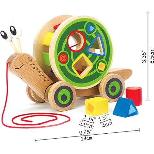  Award Winning Hape Walk-A-Long Snail Toddler Wooden Pull Toy