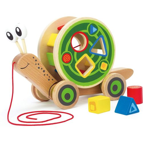  Award Winning Hape Walk-A-Long Snail Toddler Wooden Pull Toy