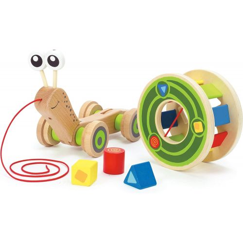  Award Winning Hape Walk-A-Long Snail Toddler Wooden Pull Toy