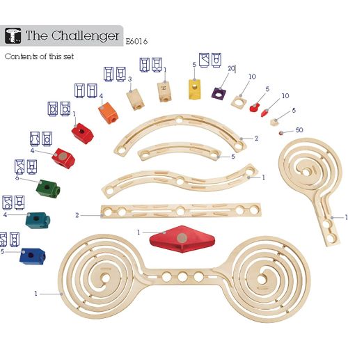  [아마존베스트]Hape Quadrilla Wooden Marble Run Construction - The Challenger - Quality Time Playing Together Wooden Safe Play - Smart Play for Smart Families