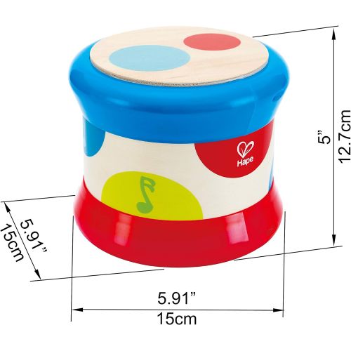  [아마존베스트]Hape Baby Drum | Colorful Rolling Drum Musical Instrument Toy For Toddlers, Rhythm & Sound Learning, Battery Powered (E0333)