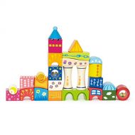 Fantasia Block Castle by Hape Award Winning Wooden Castle Building Block Stacking Toy, Unique Shaped Building Block Set, Rainbow Stacking Toy with Patterns