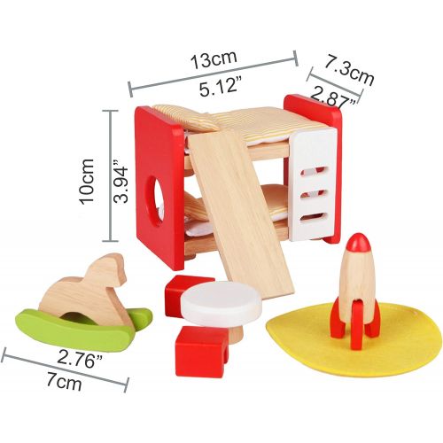  Hape Wooden Doll House Furniture Childrens Room with Accessories