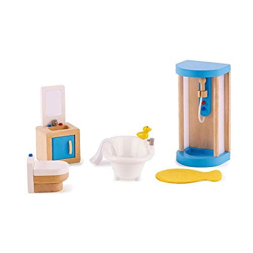  Hape Wooden Doll House Furniture Family Bathroom Set