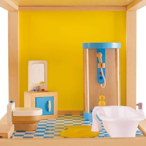  Hape Wooden Doll House Furniture Family Bathroom Set