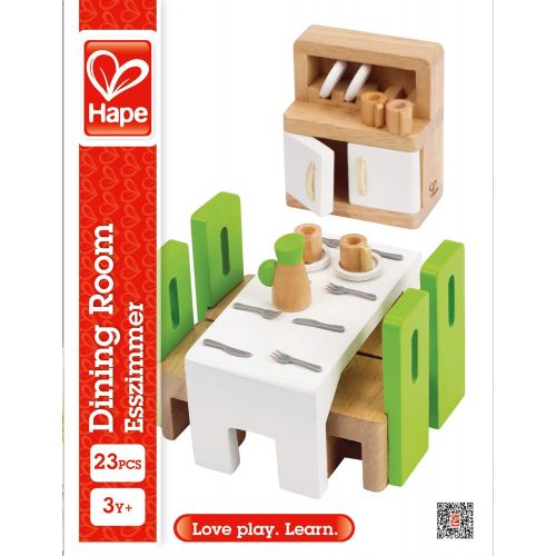  Hape Dollhouse Family Car Wooden Dolls House Car Toy, Push Vehicle Accessory for Complete Doll House Furniture Set & Wooden Doll House Furniture Dining Room Set