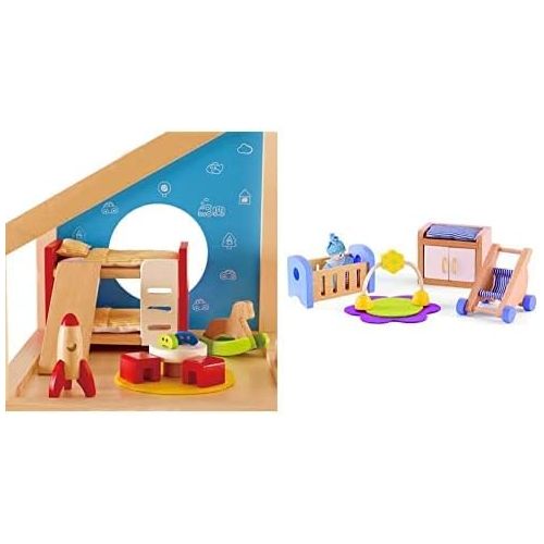  Hape Wooden Doll House Furniture Childrens Room with Accessories & Wooden Doll House Furniture Babys Room Set