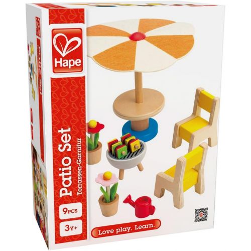  Hape Wooden Doll House Furniture Patio Set with Accessories