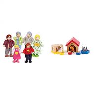 Happy Family Dollhouse Set by Hape Award Winning Doll Family Set, 6 Family Figures & Family Pets Wooden Dollhouse Animal Set by Hape Complete Your Wooden Dolls House