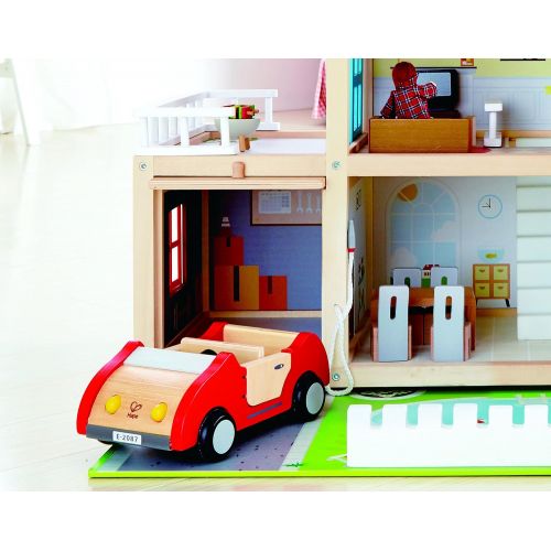  Hape Doll Family Mansion Award Winning 10 Bedroom Doll House, Wooden Play Mansion with Accessories for Ages 3+ Years Multicolor, L: 31.6, W: 11.4, H: 28.4 inch