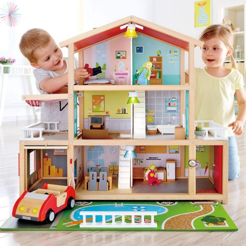  Hape Kids Wooden Doll Family Mansion with Accessories