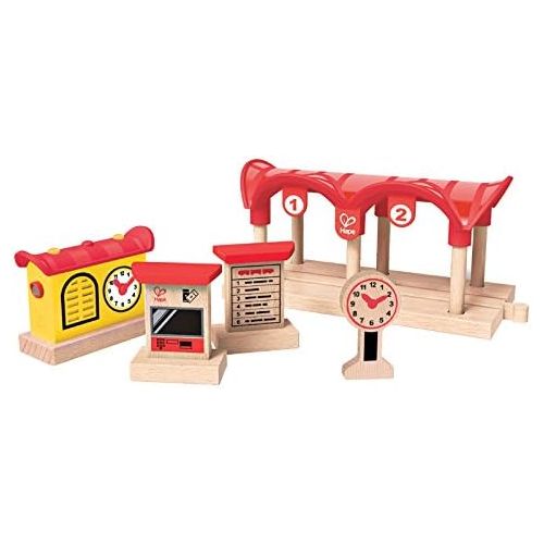  Hape Wooden Railway Record, Listen, & Light Railway Station Kids Train Set