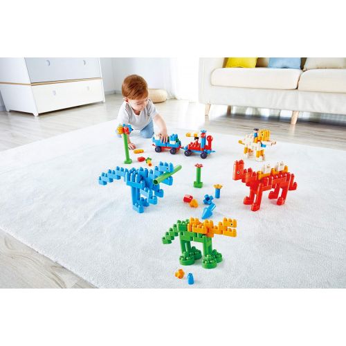  Hape 760009 Polym Dinosaur Paradise Kit Building Blocks, Multicolor