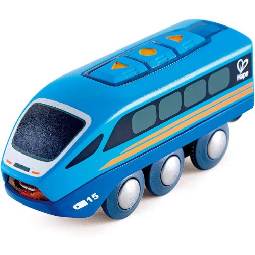  Hape Remote Control Engine Train , Kids Railway Toy, App or Button RC Vehicle with 5 Playable Sounds, Rechargeable Battery Feature, Blue
