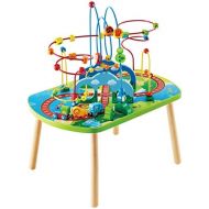 Hape Jungle Adventure Railway Table , Kids Bead Maze Puzzle Table with Accessories, African Scene Graphics, Child Sized Table for Individual and Group Play