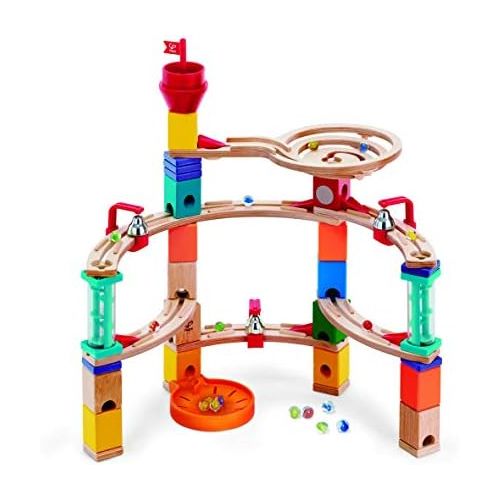  Hape Castle Escape - 102 Piece Quadrilla Wooden Marble Run - STEM Learning, Building and Development Construction Toy - Counting, Color and Problem Solving for Ages 4+