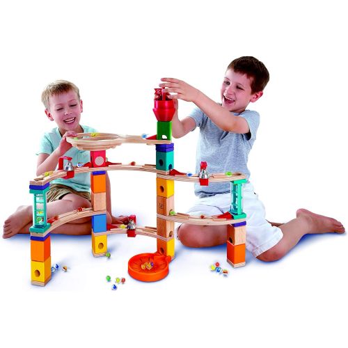  Hape Castle Escape - 102 Piece Quadrilla Wooden Marble Run - STEM Learning, Building and Development Construction Toy - Counting, Color and Problem Solving for Ages 4+