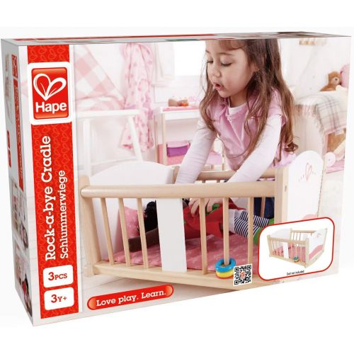  Hape Babydoll Wooden Rock-a-Bye Cradle with Accessories