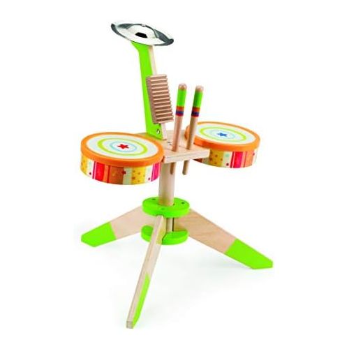  Award Winning Hape Rock and Rhythm Kids Musical Instruments Wooden Drum Set