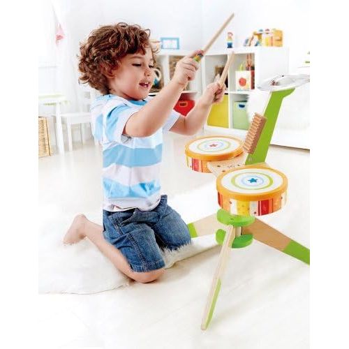  Award Winning Hape Rock and Rhythm Kids Musical Instruments Wooden Drum Set