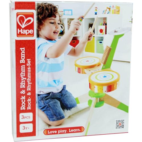  Award Winning Hape Rock and Rhythm Kids Musical Instruments Wooden Drum Set