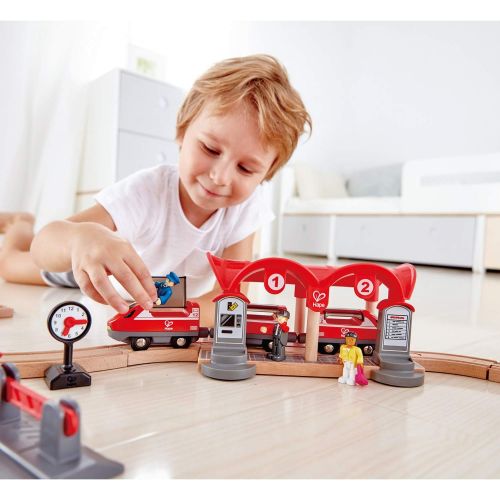  Hape Railway Wooden Train Busy City Rail Set