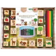 [아마존베스트]Hapinest Woodland Animal Wooden Stamp and Sticker Set for Kids Boys and Girls, 68 Pieces, Arts and Crafts Gifts Age 4, 5, 6, 7, 8, 9, 10 Years Old