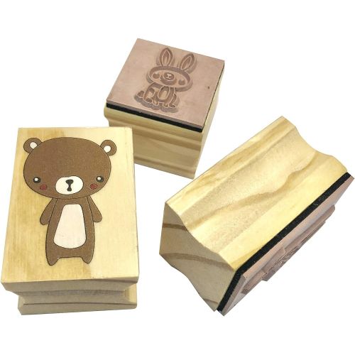  [아마존베스트]Hapinest Woodland Animal Wooden Stamp and Sticker Set for Kids Boys and Girls, 68 Pieces, Arts and Crafts Gifts Age 4, 5, 6, 7, 8, 9, 10 Years Old