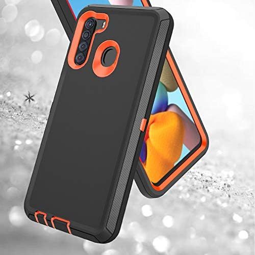  [아마존베스트]Hapitek Galaxy A21 Case for Samsung Heavy Duty Protective Rugged Shockproof case 3 in 1 Tough Case for Samsung Galaxy A21 (Black)