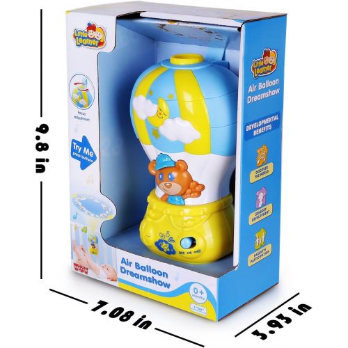  Happkid Baby Crib Soother Baby Soother for Sleep, Air Balloon Light Soothe with Colored Projector and Melodies, Yellow, Blue (4233T)