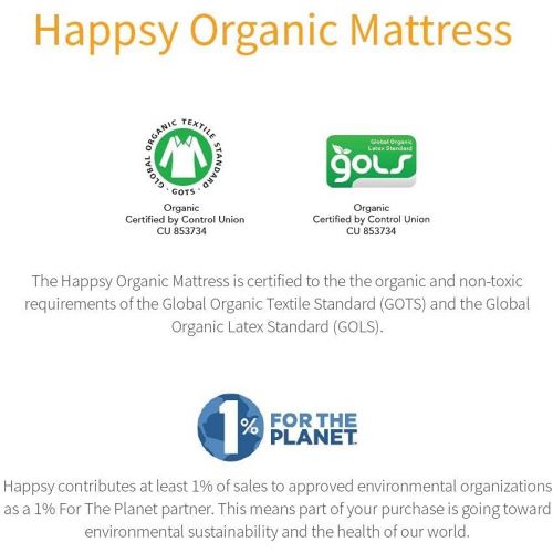  Happsy Organic Mattress, Healthy and Safe Mattress with Organic Latex and Encased Coils, Non-Toxic, Twin