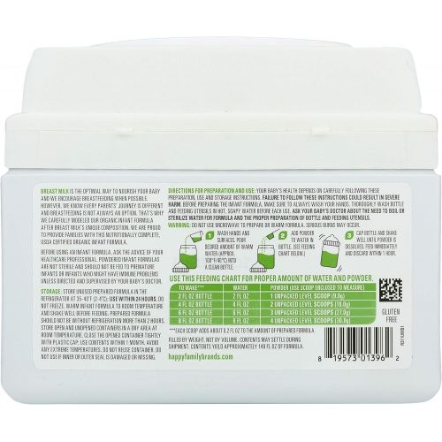  [아마존베스트]Happy Baby Organic Infant Formula Milk Based Powder with Iron Stage 2, 21 Ounce(Packaging May Vary)