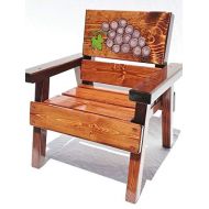 Happy Chairs and More Kids Wood Chair with Arms, Engraved and Painted Grapes, Heirloom Gift, Patio or Garden Furniture, IndoorOutdoor