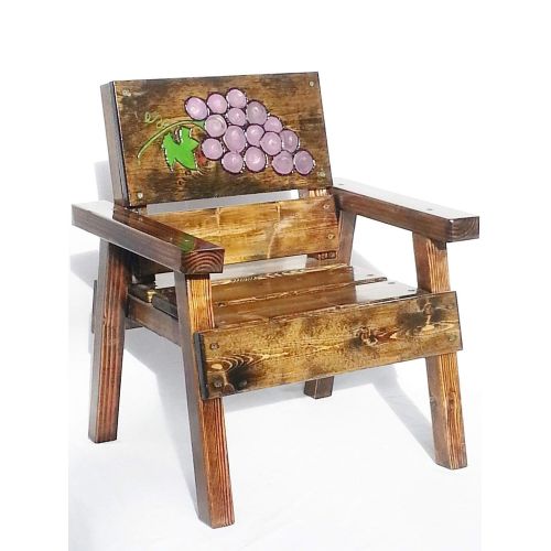  Happy Chairs and More Kids Wood Chair with Arms, Engraved and Painted Grapes, Heirloom Gift, Patio or Garden Furniture, IndoorOutdoor