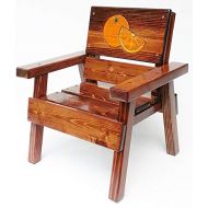 Happy Chairs and More Kids IndoorOutdoor Wood Chair, Heirloom Gift, Patio or Garden Furniture, Engraved and Painted Oranges