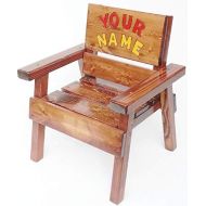 Happy Chairs and More Kids Wood Chair with Arms - Personalized Gift - Engraved and Painted Custom Name