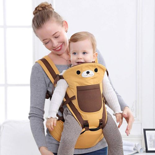  Happy Cherry Soft Baby Carrier, Ergonomic Hip Seat Baby Carrier for Toddler Infants Up to 53lb, Breathable Adjustable Baby Carrier Backpack