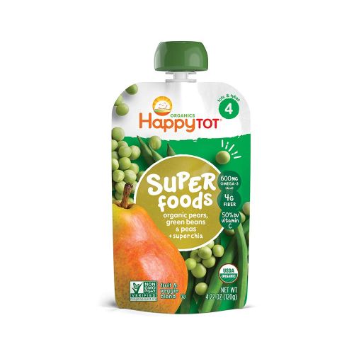  [아마존베스트]Happy Baby Happy Tot Organic Stage 4 Super Foods Variety Pack, 4.22 Ounce Pouch (Pack of 16) Green...
