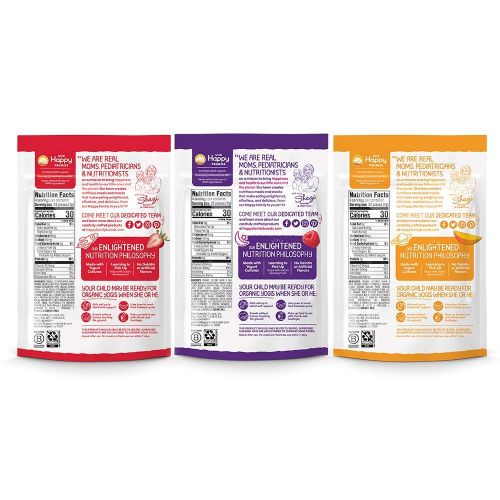  [아마존베스트]Happy Baby Organic Yogis Freeze-Dried Yogurt & Fruit Snacks, 3 Flavor Variety Pack,1 Ounce