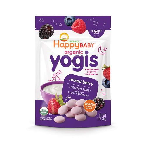  [아마존베스트]Happy Baby Organic Yogis Freeze-Dried Yogurt & Fruit Snacks, Variety Pack, 6 Count (2 of Each Flavor)