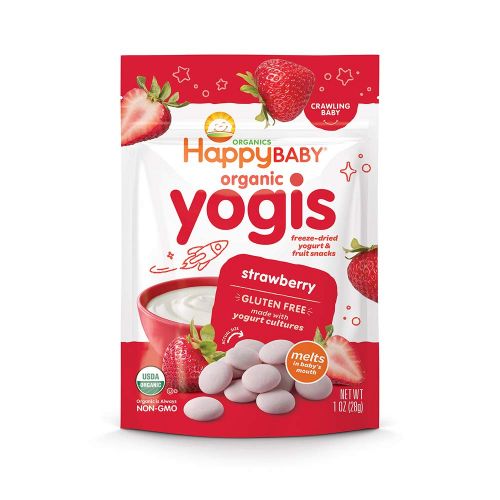  [아마존베스트]Happy Baby Organic Yogis Freeze-Dried Yogurt & Fruit Snacks, Variety Pack, 6 Count (2 of Each Flavor)