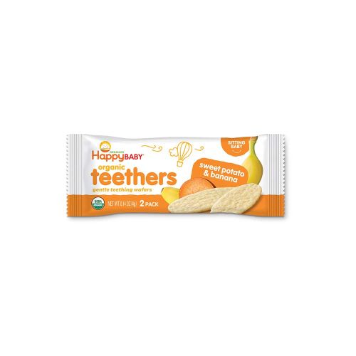  [아마존베스트]Happy Baby Gentle Teethers Organic Teething Wafers Banana Sweet Potato, 12 Count Box (Pack of...