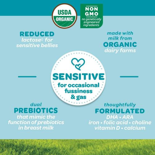  [아마존베스트]Happy Baby Organic Stage 1 Infant Formula Sensitive, 21 Ounce Organic Formula Dual Prebiotics, Milk Based Powder, Non-GMO (Packaging May Vary)