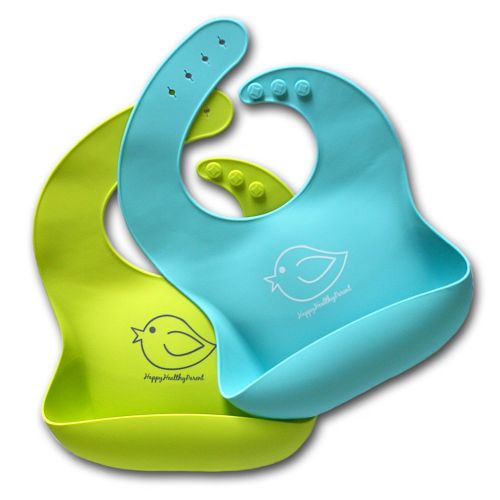  [아마존 핫딜] [아마존핫딜]Happy Healthy Parent Silicone Baby Bibs Easily Wipe Clean - Comfortable Soft Waterproof Bib Keeps Stains Off, Set of 2 Colors