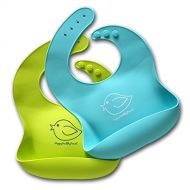[아마존베스트]Happy Healthy Parent Silicone Baby Bibs Easily Wipe Clean - Comfortable Soft Waterproof Bib Keeps Stains Off, Set of 2 Colors (Lime Green/Turquoise)